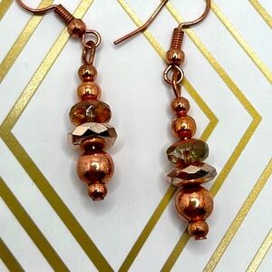 Rose Gold & Crystal 1 3/4” Earrings.